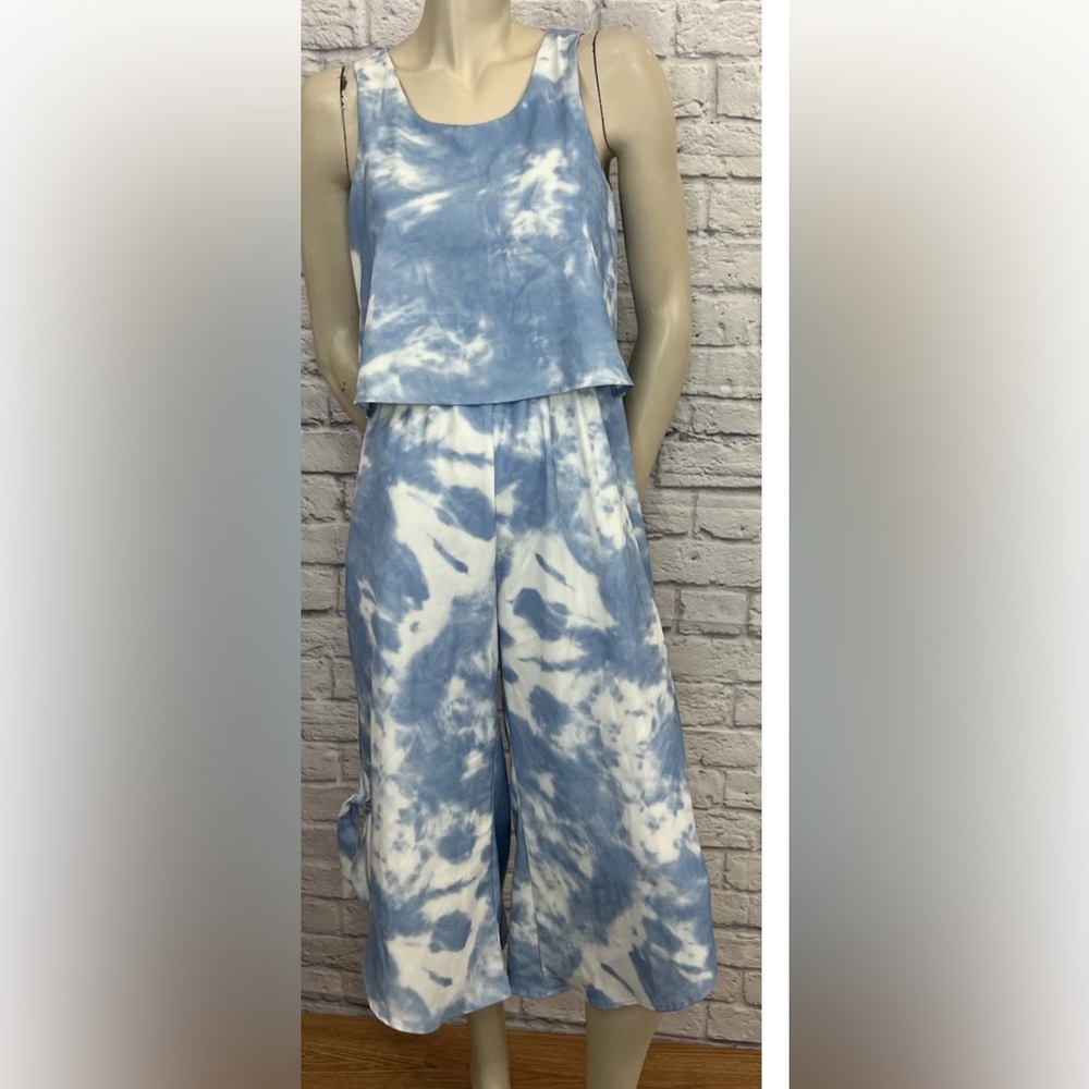 HANNAH BANANA BY SARA SARA BLUE & WHITE TIE DYE PRINT JUMPSUIT SIZE 14
